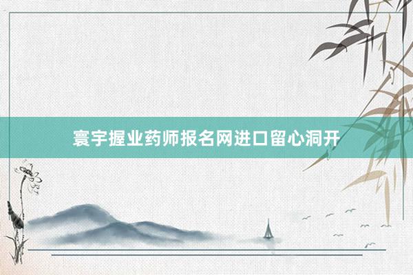 寰宇握业药师报名网进口留心洞开